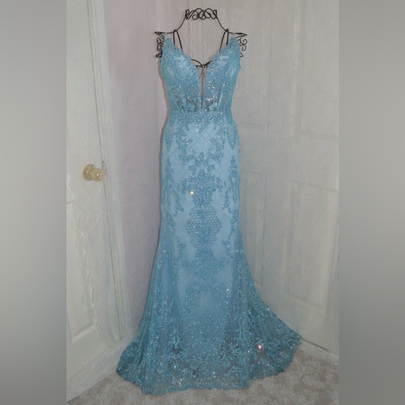 Blue Mermaid Prom Dress